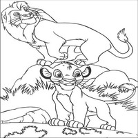 Раскраски с героями из мультфильма Король лев (The Lion King) - папа обучает