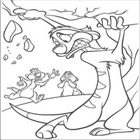 Раскраски с героями из мультфильма Король лев (The Lion King) - Тимон боится