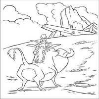 Раскраски с героями из мультфильма Король лев (The Lion King) - Тимон и Пумба у скалы
