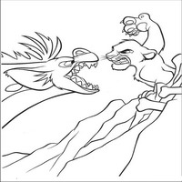 Раскраски с героями из мультфильма Король лев (The Lion King) - драка