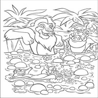 Раскраски с героями из мультфильма Король лев (The Lion King) - ванная в саванне