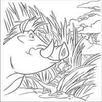 Раскраски с героями из мультфильма Король лев (The Lion King) - наблюдающие из травы