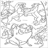 Раскраски с героями из мультфильма Король лев (The Lion King) - игры львов