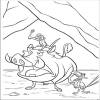 Раскраски с героями из мультфильма Король лев (The Lion King) - угрозы гиенам