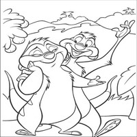Раскраски с героями из мультфильма Король лев (The Lion King) - радость встречи
