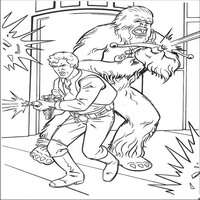 Раскраски с героями из саги Звездные войны (Star Wars) - Чубака и Хэн Соло