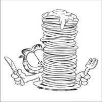 Раскраски с героями по мотивам фильма Гарфилд (Garfield) - Гарфилд и блины