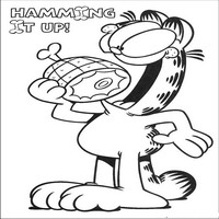 Раскраски с героями по мотивам фильма Гарфилд (Garfield) - Гарфилд с окороком