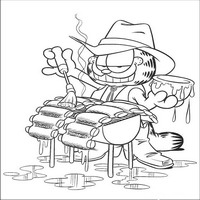 Раскраски с героями по мотивам фильма Гарфилд (Garfield) - Гарфилд барбекю