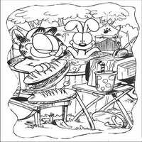 Раскраски с героями по мотивам фильма Гарфилд (Garfield) - Гарфилд пикник