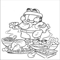 Раскраски с героями по мотивам фильма Гарфилд (Garfield) - Гарфилд набивает щёки