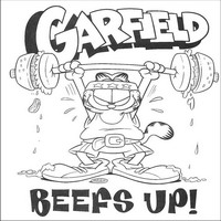 Раскраски с героями по мотивам фильма Гарфилд (Garfield) - Гарфилд занимается спортом