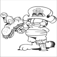 Раскраски с героями по мотивам фильма Гарфилд (Garfield) - Гарфилд одноногий пират