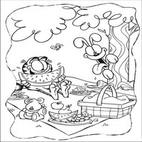 Раскраски с героями по мотивам фильма Гарфилд (Garfield) - Гарфилд на природе