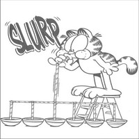 Раскраски с героями по мотивам фильма Гарфилд (Garfield) - Гарфилд пьёт