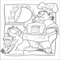 Раскраски с героями по мотивам фильма Гарфилд (Garfield) - Гарфилд и повар