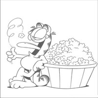 Раскраски с героями по мотивам фильма Гарфилд (Garfield) - полная миска поп-корна