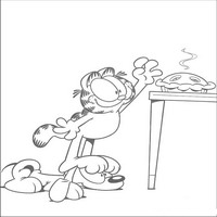 Раскраски с героями по мотивам фильма Гарфилд (Garfield) - Гарфилд и пирог