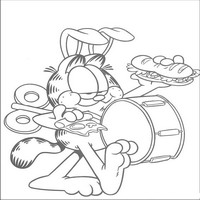 Раскраски с героями по мотивам фильма Гарфилд (Garfield) - Гарфлд барабанчик