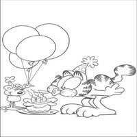 Раскраски с героями по мотивам фильма Гарфилд (Garfield) - Гарфилд день Рождения