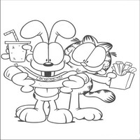Раскраски с героями по мотивам фильма Гарфилд (Garfield) - из макдональдса