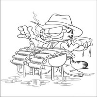 Раскраски с героями по мотивам фильма Гарфилд (Garfield) - на огне