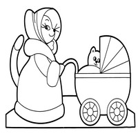Раскраски для малышей - кошечка с котенком