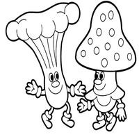 Раскраски для малышей - грибы друзья