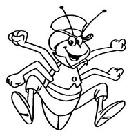 Раскраски с героями по мотивам приключений Пчелки Майи (Die Biene Maja und ihre Abenteuer) - радостный кузнечик