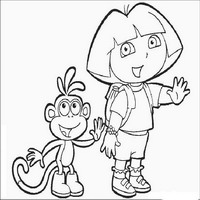 Раскраски с героями по мотивам историй про Даша-следопыт (Dora the Explorer) - даша с обезьяной
