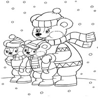 Раскраски про Новый год - медвежата