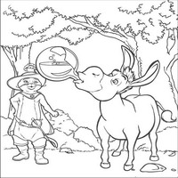 Раскраски с героями из мультфильмов Шрек (Shrek) - Кот и Осёл
