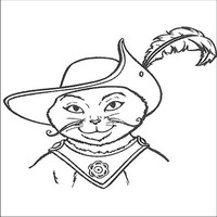 Раскраски с героями из мультфильмов Шрек (Shrek) - Кот в сапогах портрет