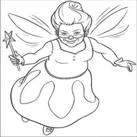Раскраски с героями из мультфильмов Шрек (Shrek) - Фея крёстная летает