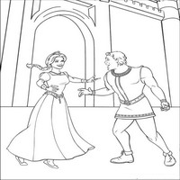 Раскраски с героями из мультфильмов Шрек (Shrek) - встреча Феоны и Шрека