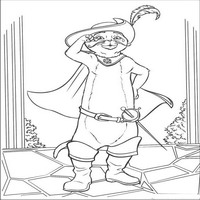 Раскраски с героями из мультфильмов Шрек (Shrek) - Кот в сапогах в полный рост
