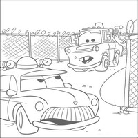 Раскраски с героями из мультфильмов Тачки (Cars) - Шериф и Мэтр