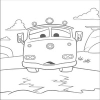 Раскраски с героями из мультфильмов Тачки (Cars) - автобус