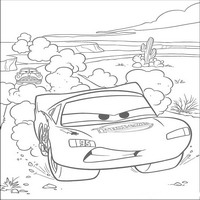 Раскраски с героями из мультфильмов Тачки (Cars) - гонка в пустыне