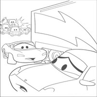 Раскраски с героями из мультфильмов Тачки (Cars) - Салли Каррер и Молния