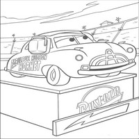Раскраски с героями из мультфильмов Тачки (Cars) - пьедистал
