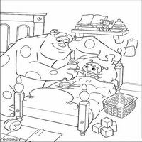 Раскраски с героями из мультфильма Корпорация монстров (Monsters) - Салли в доме