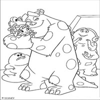 Раскраски с героями из мультфильма Корпорация монстров (Monsters) - Бу в костюме монстрика