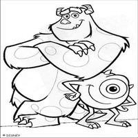 Раскраски с героями из мультфильма Корпорация монстров (Monsters) - Джеймс Салливан и Майк Вазовски