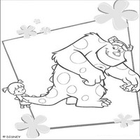 Раскраски с героями из мультфильма Корпорация монстров (Monsters) - бу играет с Салли