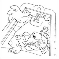 Раскраски с героями из мультфильма Корпорация монстров (Monsters) - Салли убегает из комнаты