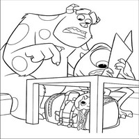 Раскраски с героями из мультфильма Корпорация монстров (Monsters) - Бу прячется