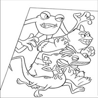 Раскраски с героями из мультфильма Корпорация монстров (Monsters) - монстры на работе