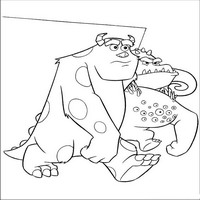 Раскраски с героями из мультфильма Корпорация монстров (Monsters) - Салли и монстр