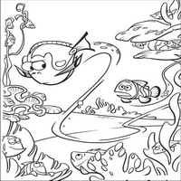 Раскраски с героями из мультфильма В поисках Немо (Finding Nemo) - дори плывет
